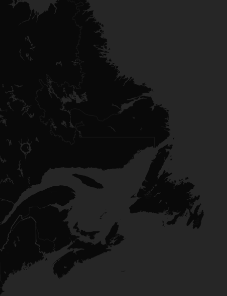 Blank map of eastern Canadian provinces representing airspace